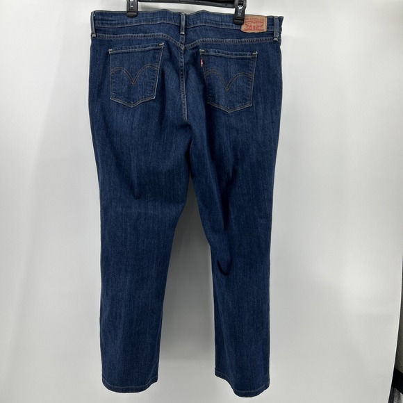 Levi's 505 Jeans Women's 16 Straight Blue Denim Med Wash Distress Lines Casual - Picture 2 of 14